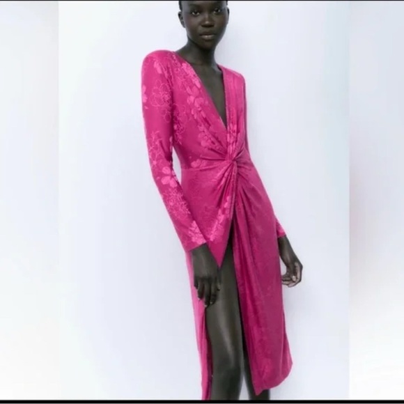 Zara brand new stretchy pink dress long sleeve size small - Picture 5 of 9